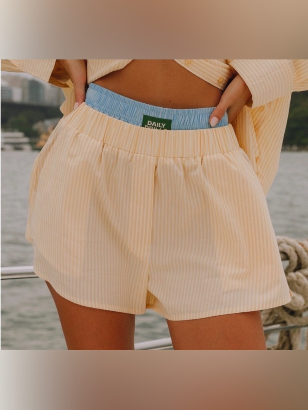 Daily Drills Double Waistband Boxer Shorts Yellow/Blue Stripe XS/S RARE Sold Out